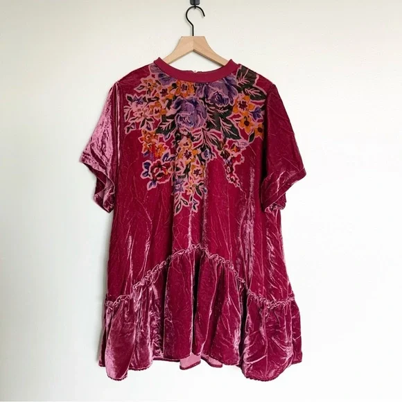 Free People Sweet Echoes Red Plum Velvet Mini Dress - Picture 5 of 10